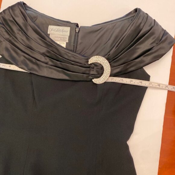Saks Fifth Ave Vintage? Women’s  Warren Petites Black Crepe Satin Dress sz 6 - Picture 8 of 10